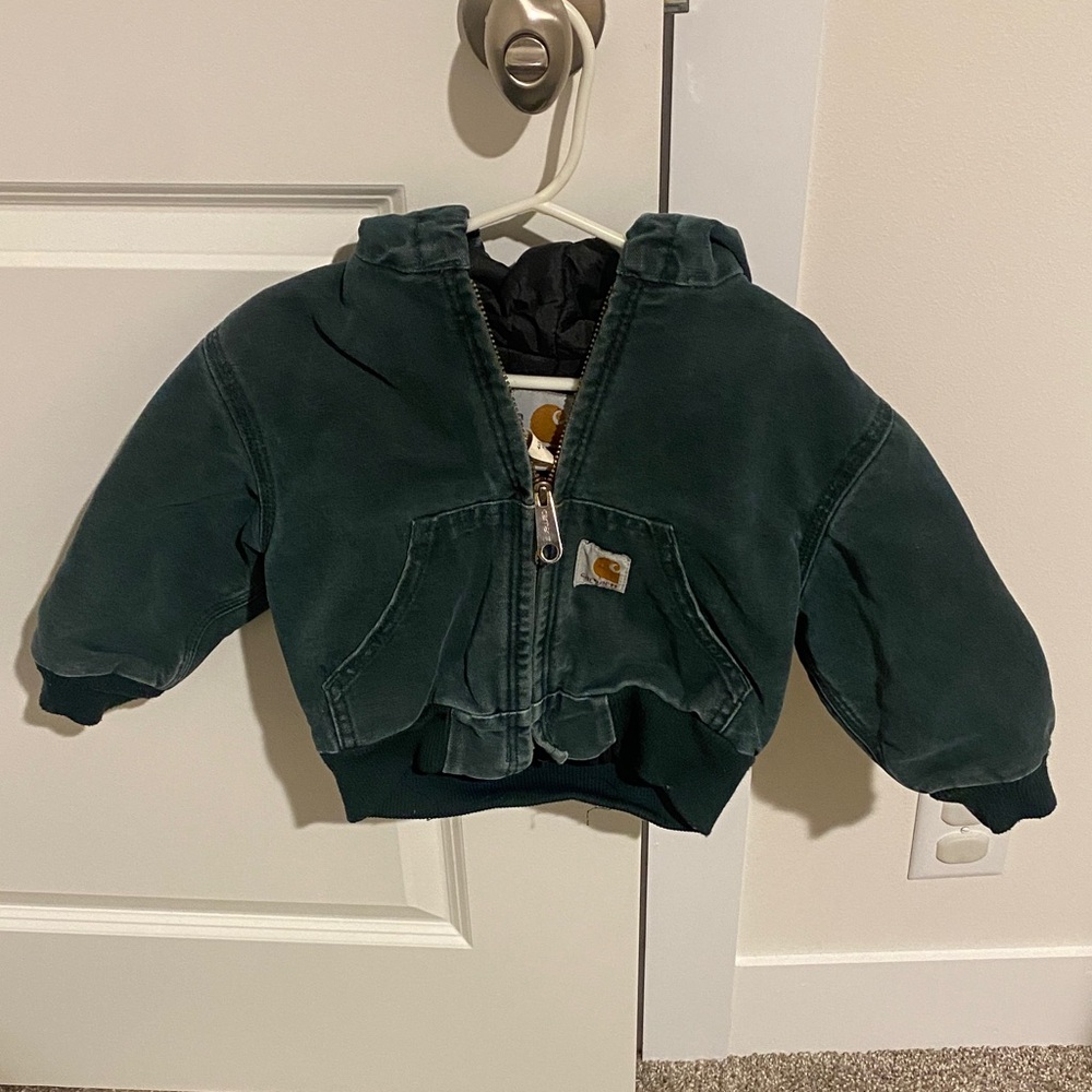 Carhartt 90's Vintage Dark Green Kids coat with quilt lining 2T